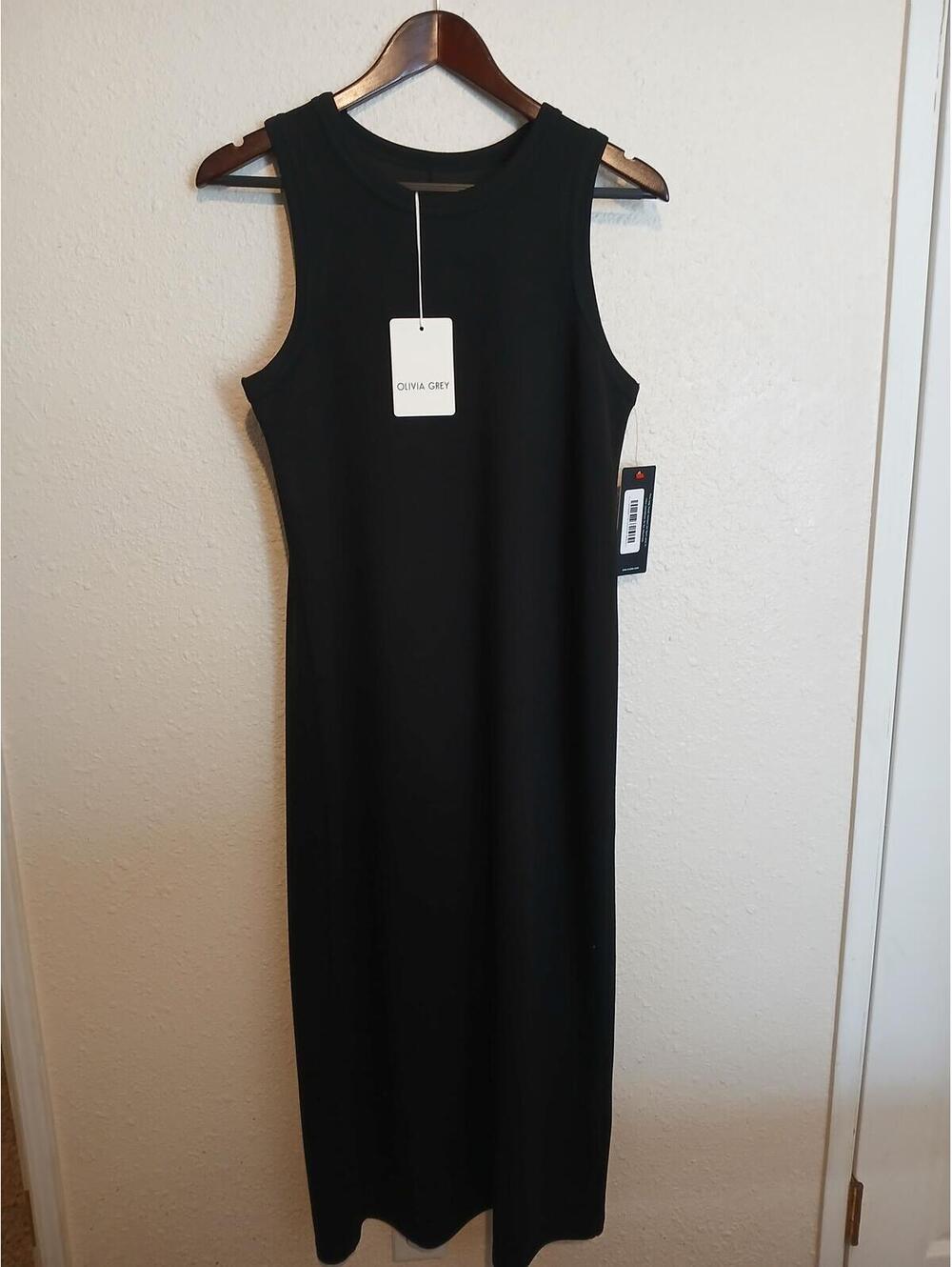 Olivia Grey Sleeveless Black Maxi Dress Size L